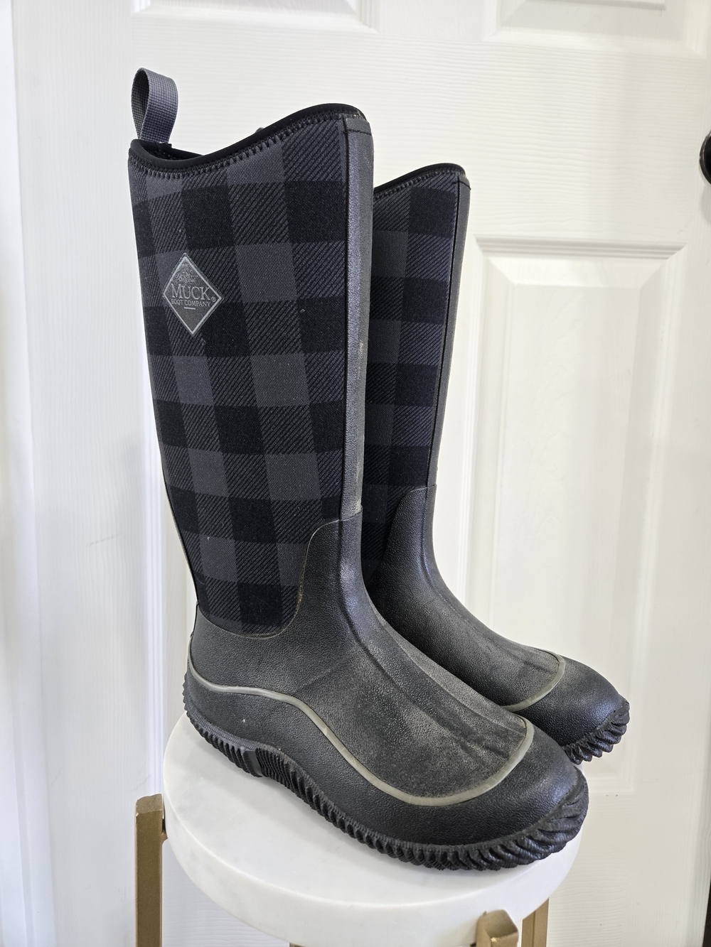 Muck Boot Company Women's Black Plaid Tall Winter Rain Boots